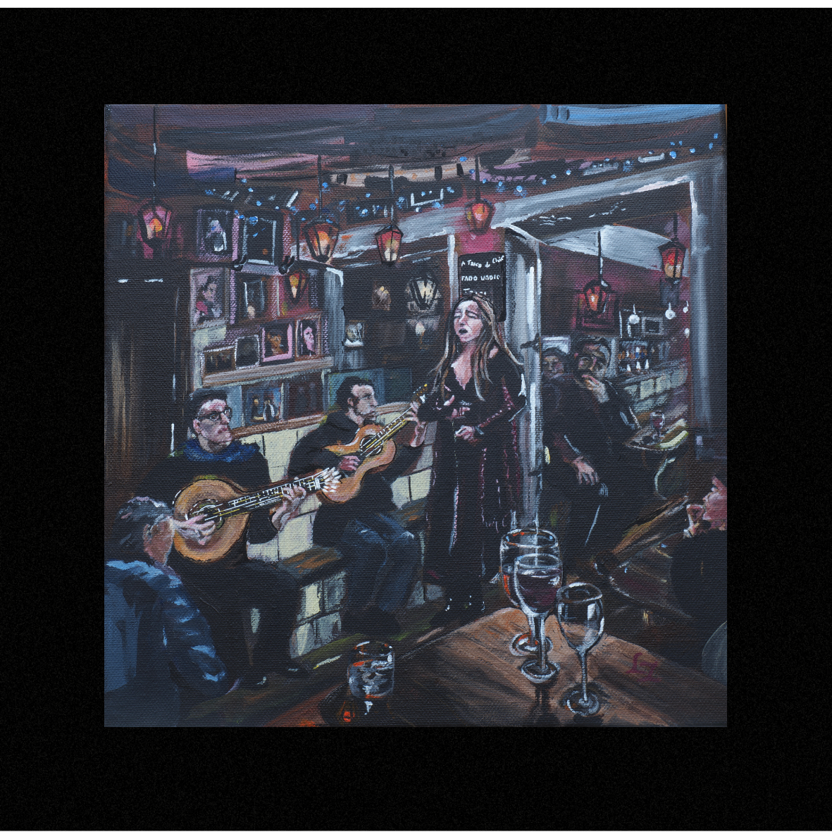 Giclée wall art print Fado Bar Lisbon, Fado Music, Fado Singer, Lisbon print unmounted