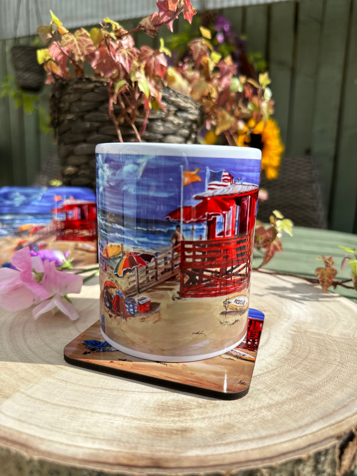 Giftbox Red Lifeguard Station Siesta Key mug front detail