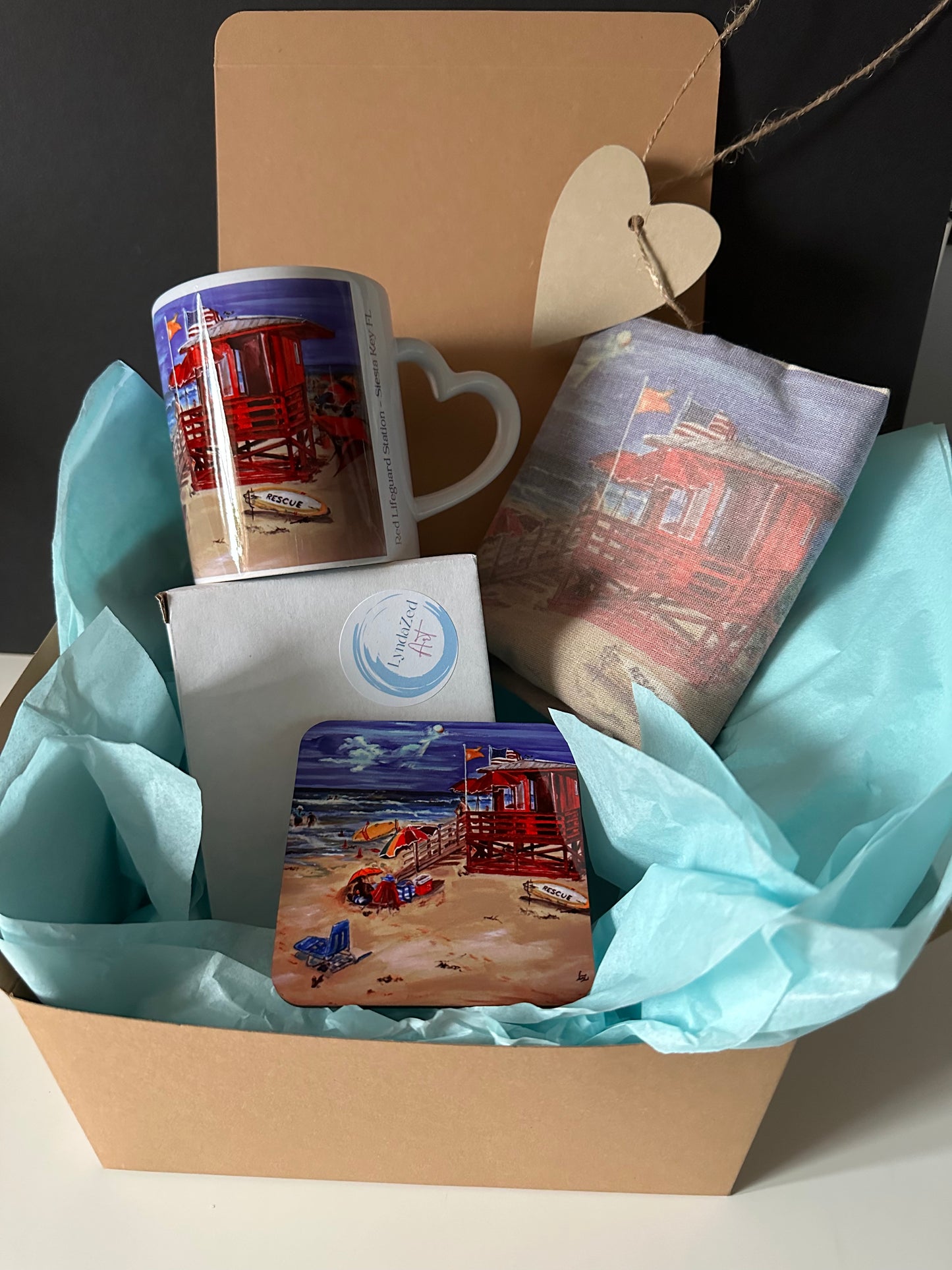 Giftbox Red Lifeguard Station Siesta Key open giftbox