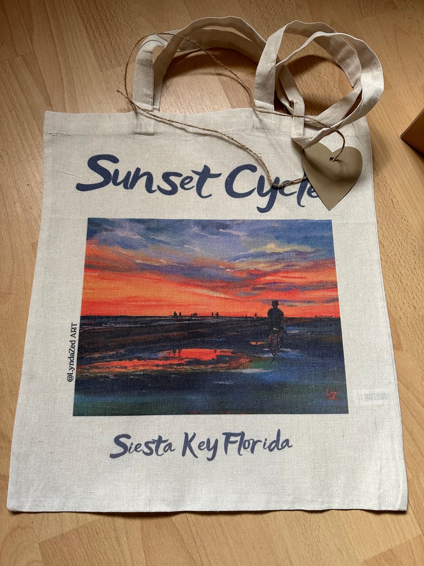 Giftbox Sunset Cycle Siesta Key tote bag detail