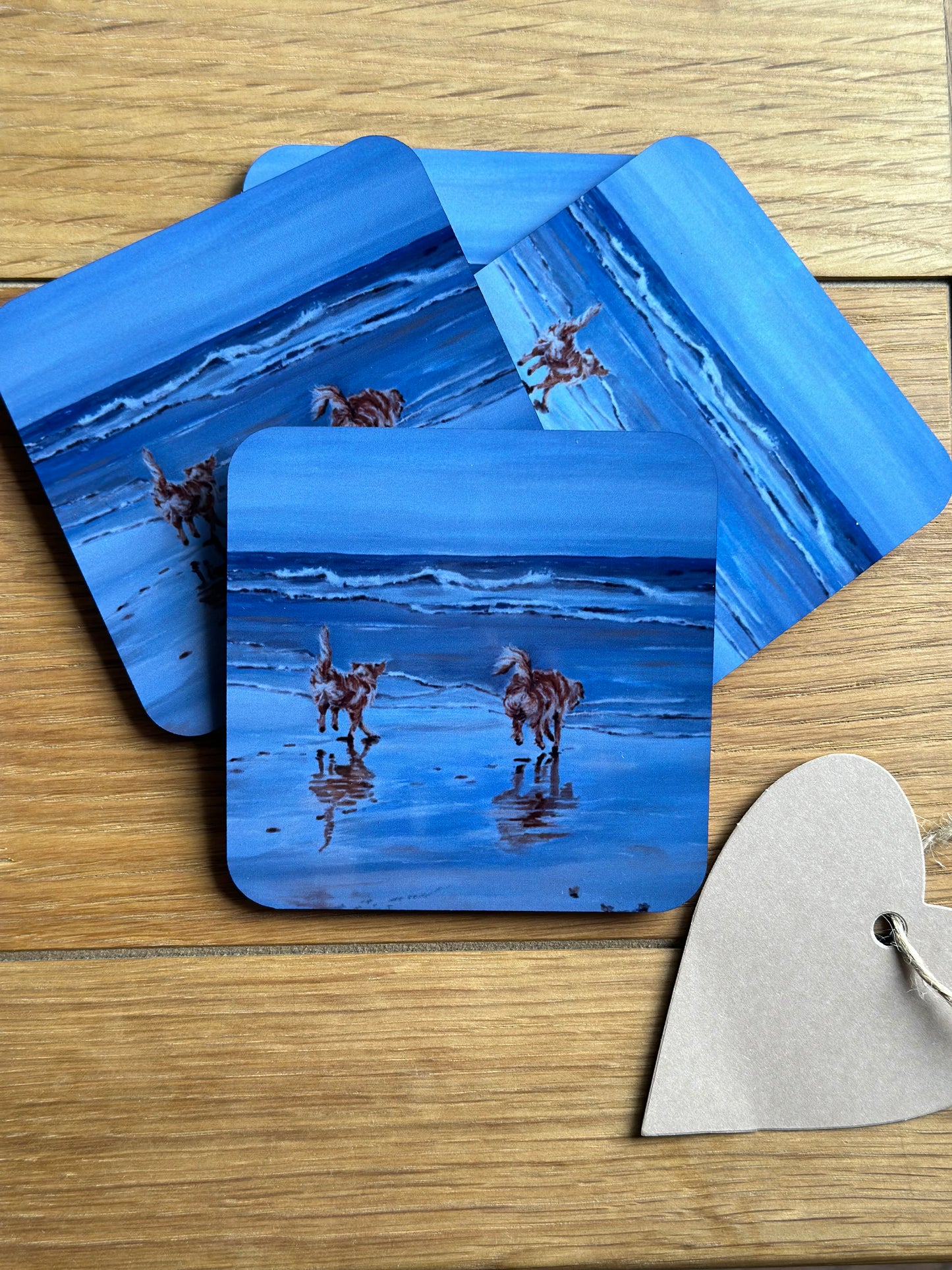 Coaster Set Golden Retrievers Bottoms up, coaster set spread out