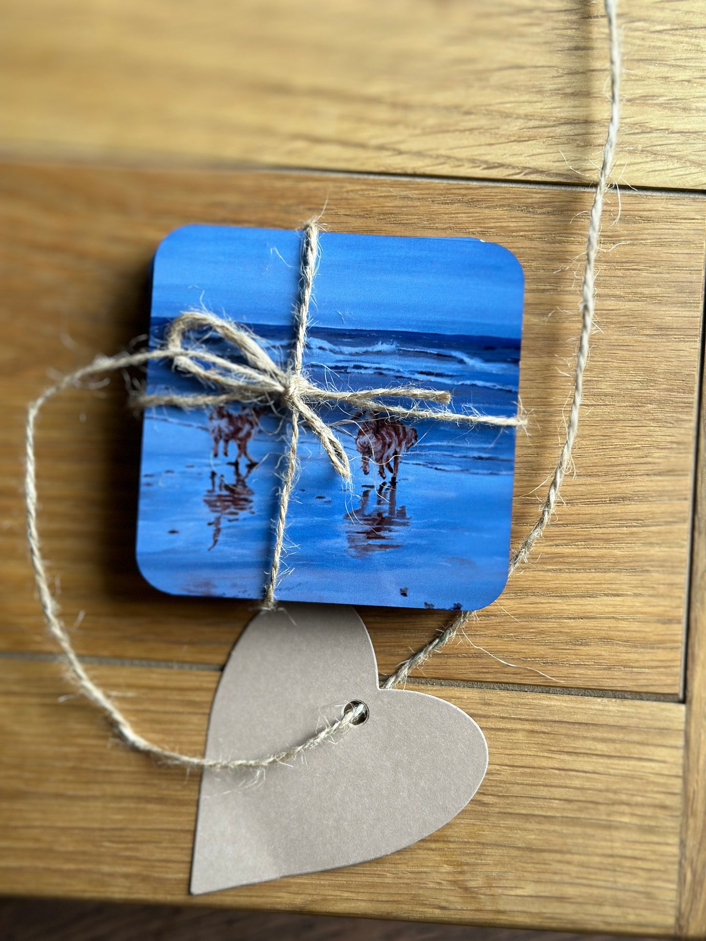 Coaster set Golden Retrievers Bottoms up, coaster set tied with twine