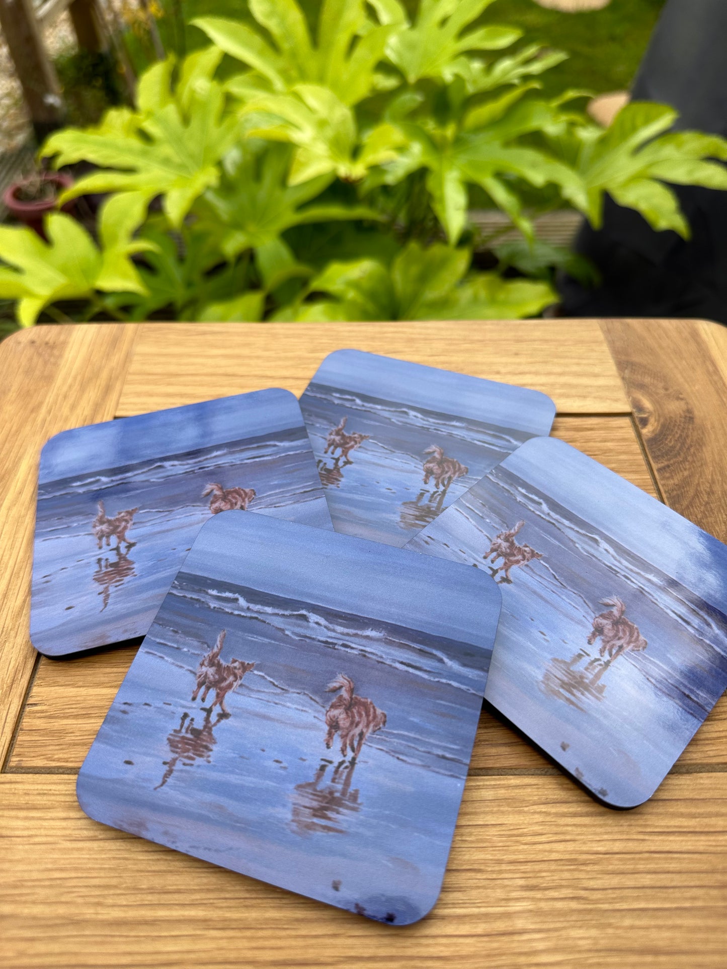Coaster set Golden Retrievers Bottoms up, coaster set spread out daylight