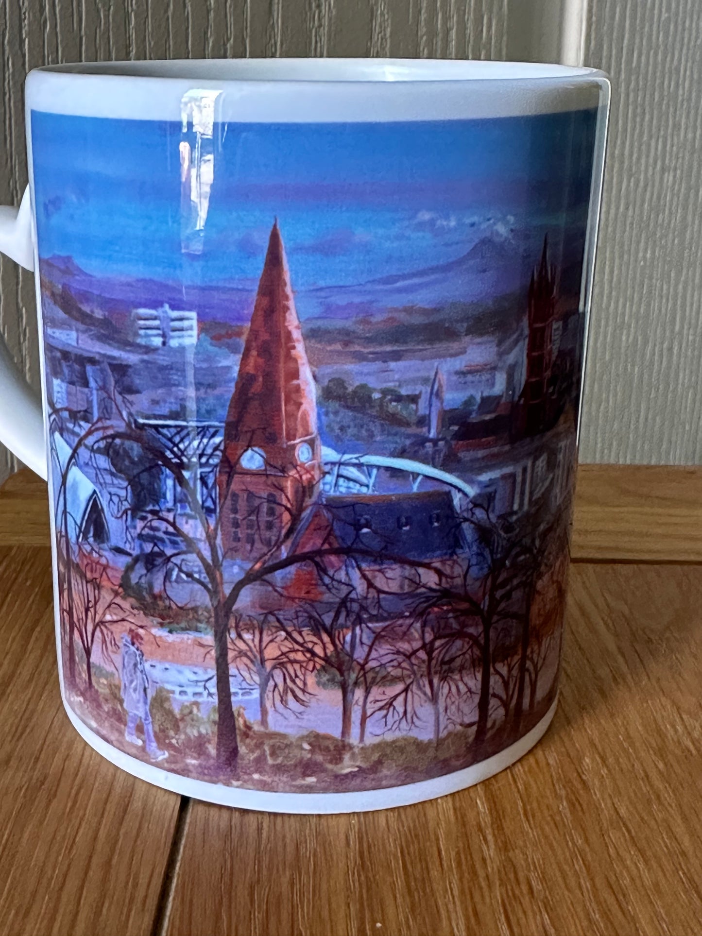 Mug and coaster set Queens Park Viewpoint closeup of mug