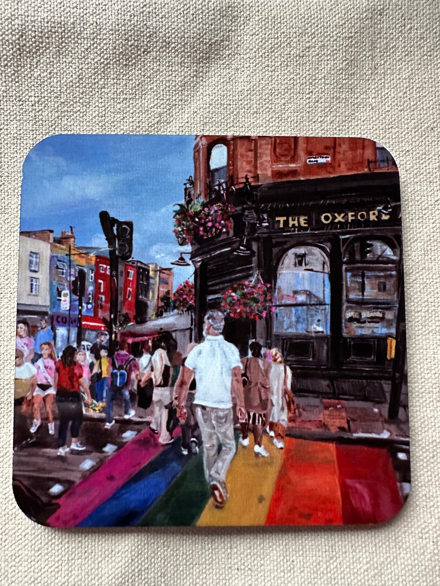 Mug and Coaster set Rainbow Crossing Camden Town, coaster detail