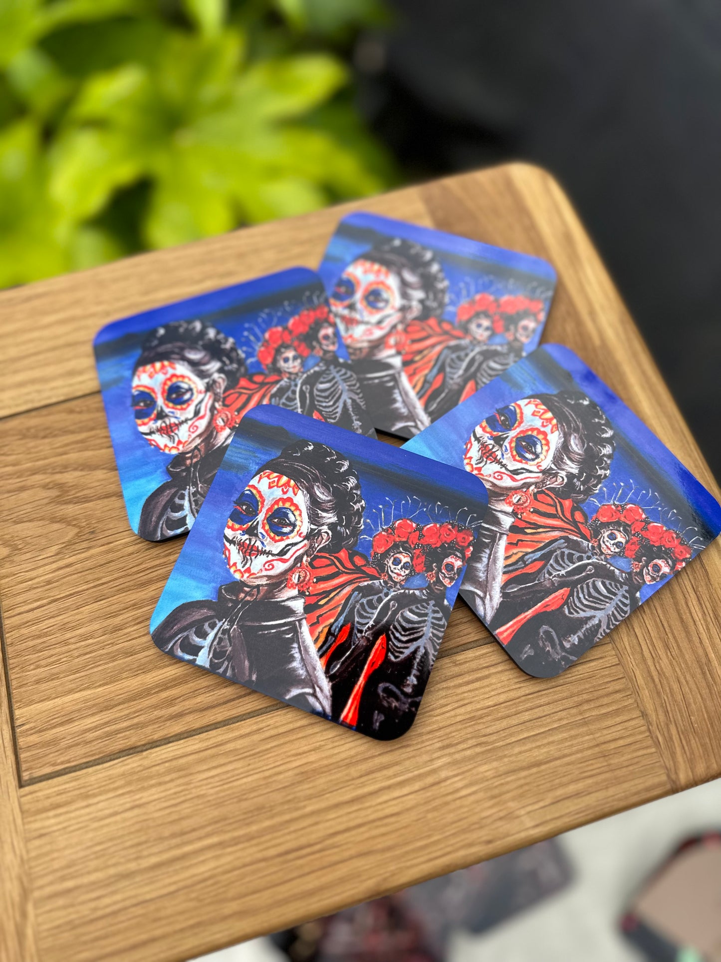 Coaster Set Mexican Girl Dia de los Muertos