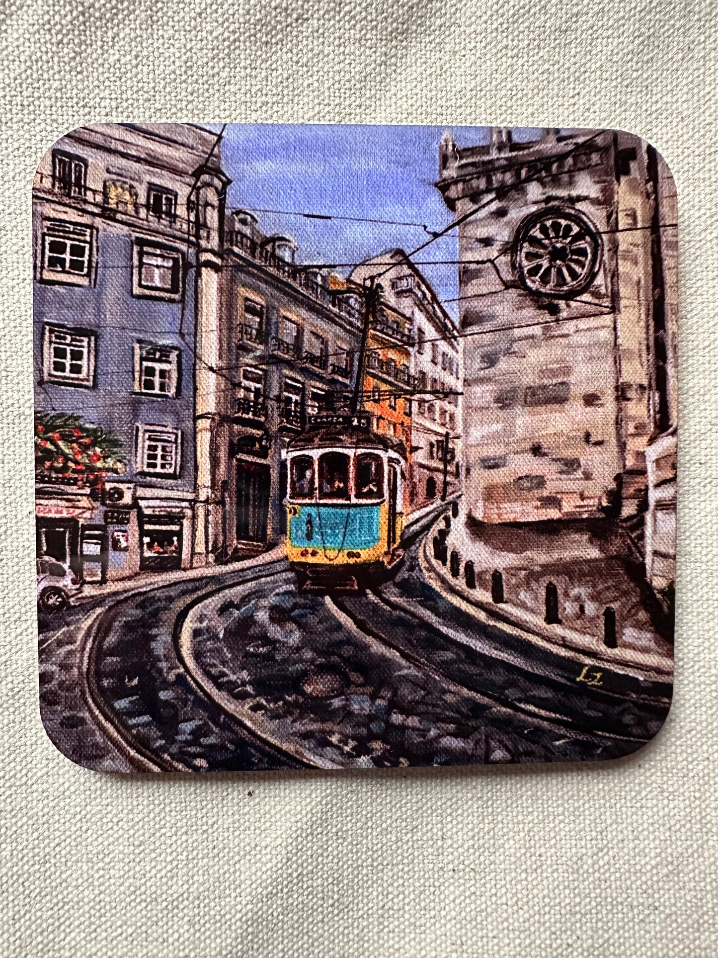 Tram 28 Lisbon Mug and Coaster set coaster detail