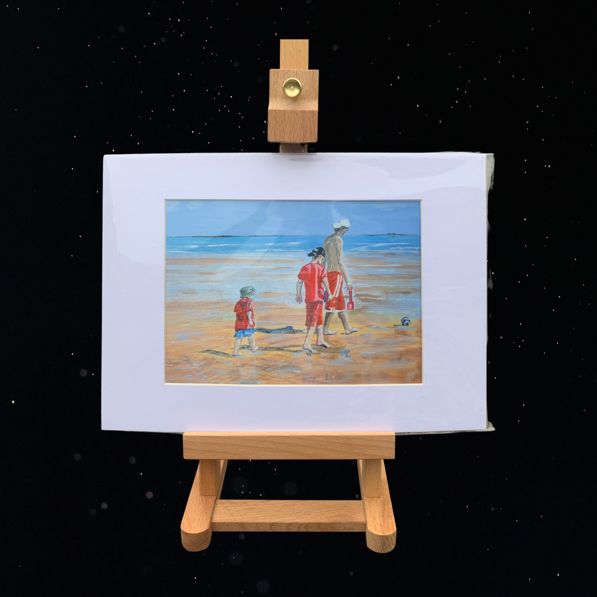 Giclée wall art print The Brothers, St Andrews Beach, A5 mounted print on easel