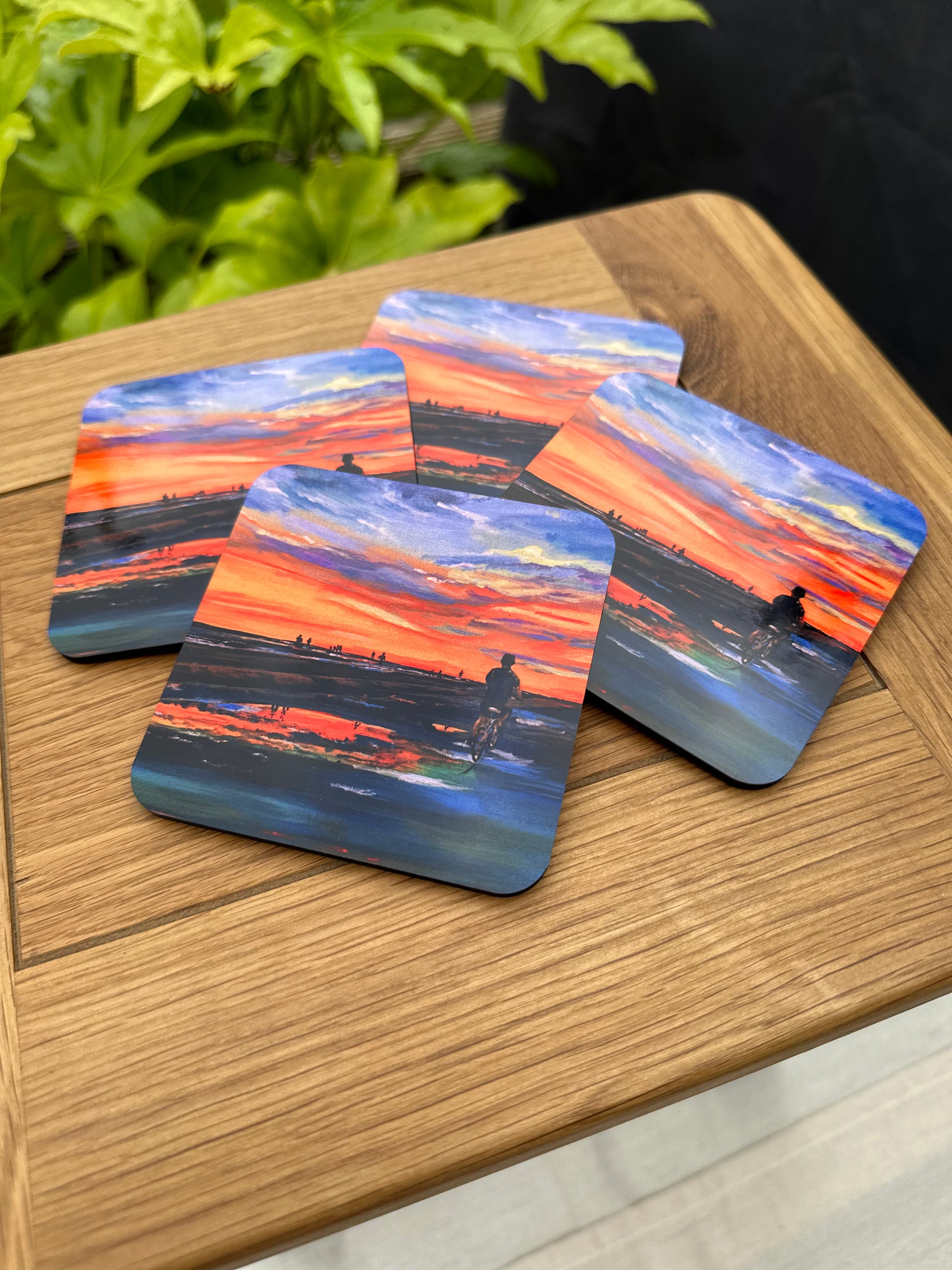 Coaster set Sunset Cycle Siesta Key, coasters spread out