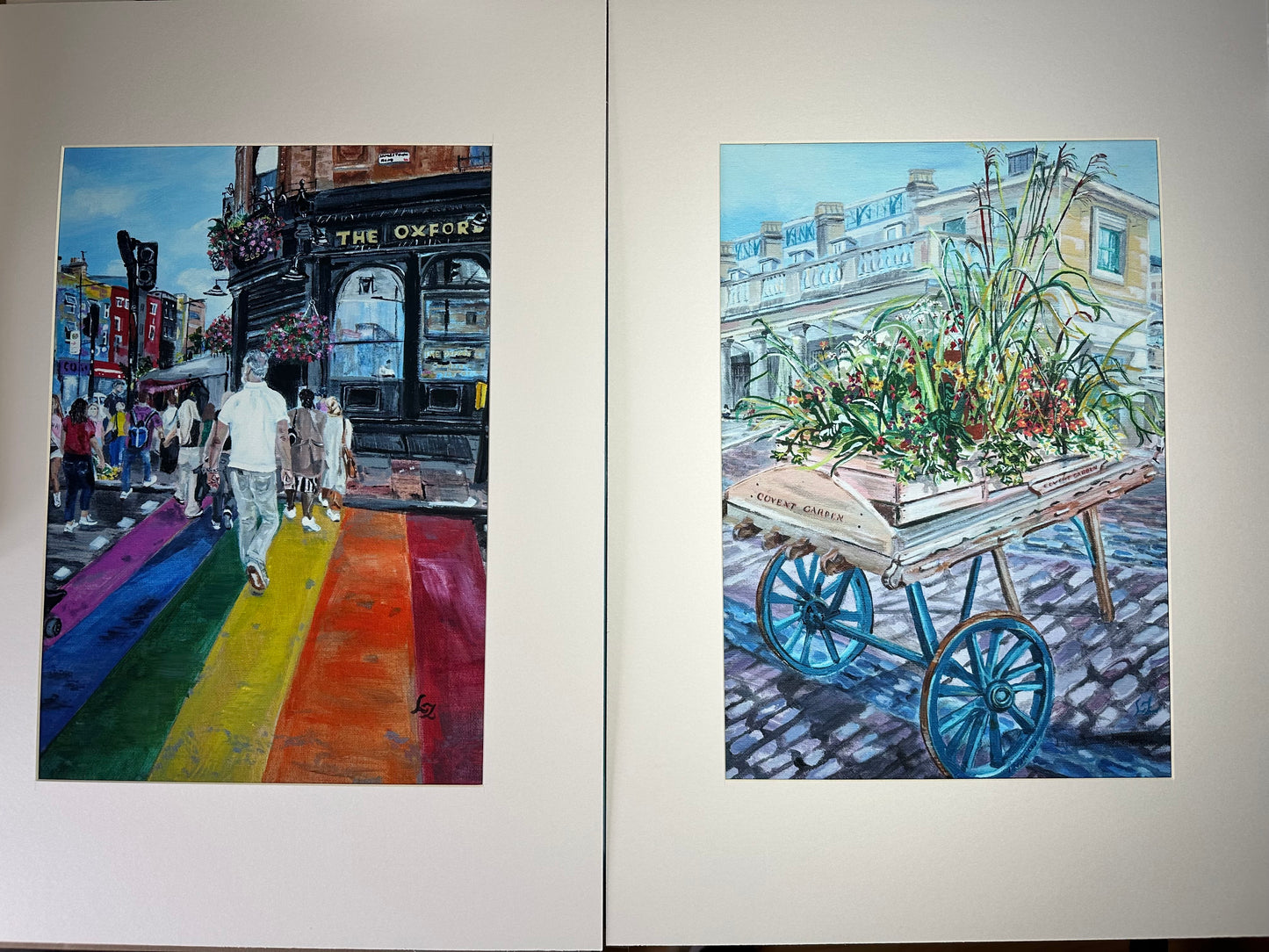Giclée wall art print Covent Garden white mount with second London print