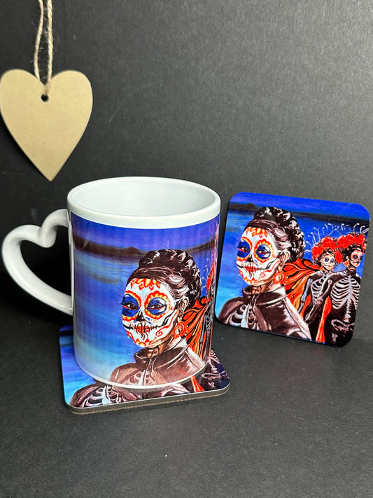 Mug & Coaster set Mexican Girl Dia de los Muertos