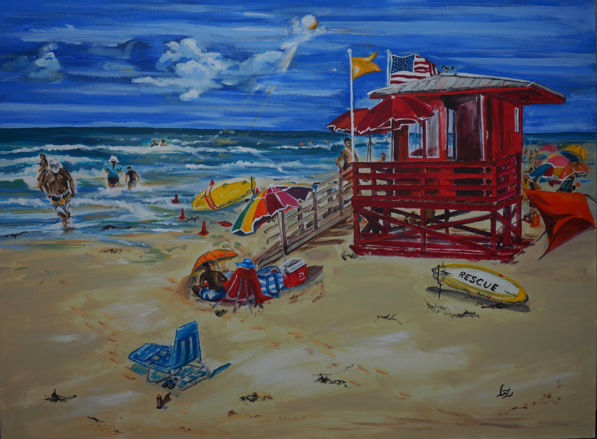 Giclée wall art print Siesta Key Red Lifeguard Station, unmounted