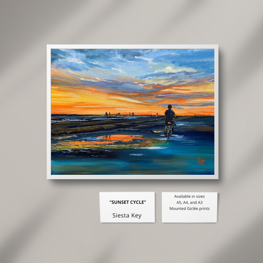 Giclée wall art print Sunset Cycle Siesta Key Neutral Aesthetic Mural Painting Exhibition