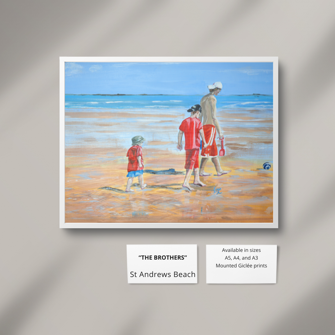 Giclée wall art print The Brothers, St Andrews Beach Neutral Aesthetic Mural Painting Exhibition