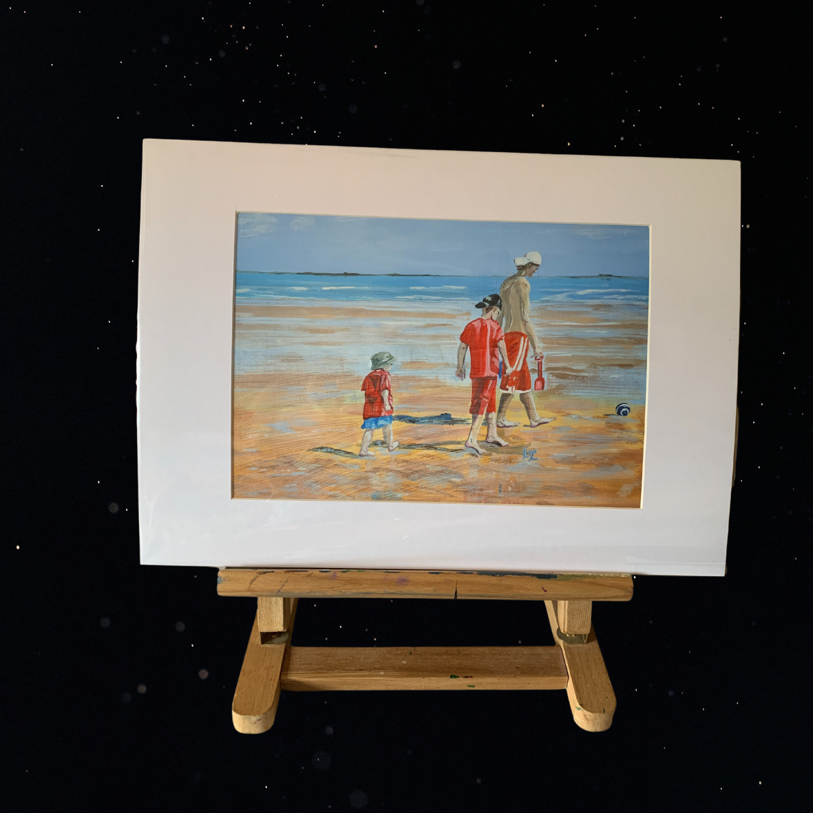 Giclée wall art print The Brothers, St Andrews Beach, A4 mounted on easel