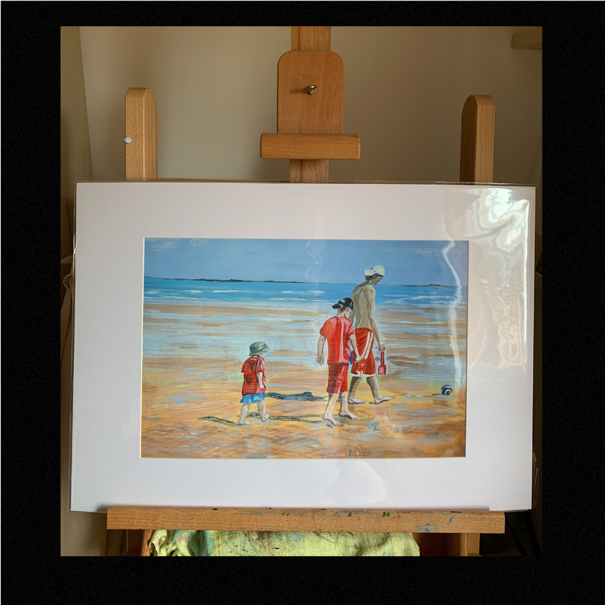Giclée wall art print The Brothers, St Andrews Beach, A3 mounted on easel